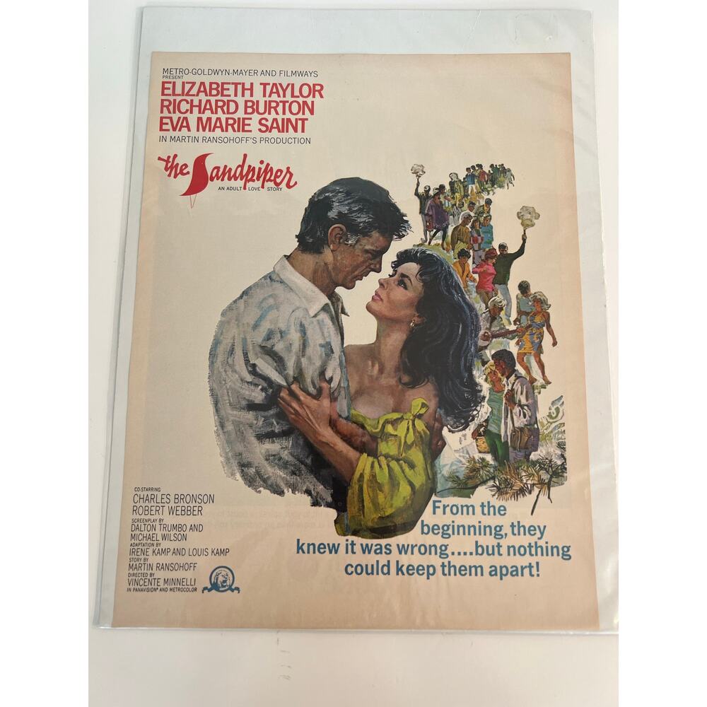 Original 1965 Promotional Ad The Sandpiper Richard Burton Elizabeth Taylor JL